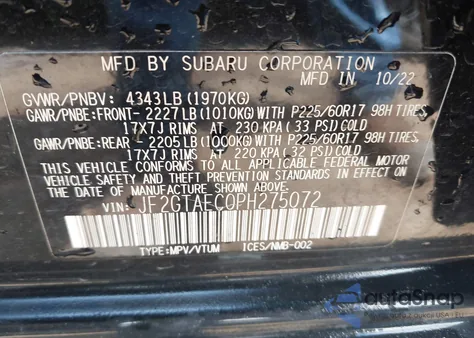 2023 Subaru Crosstrek Premium from USA, damaged, VIN JF2GTAEC0PH275072